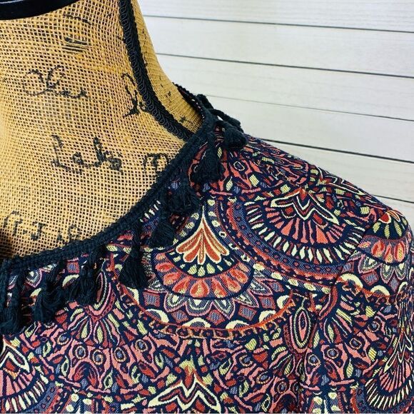 Chelsea & Violet Boho Brocade Jacquard Tassel Trim Crop Jacket Small - Picture 5 of 14